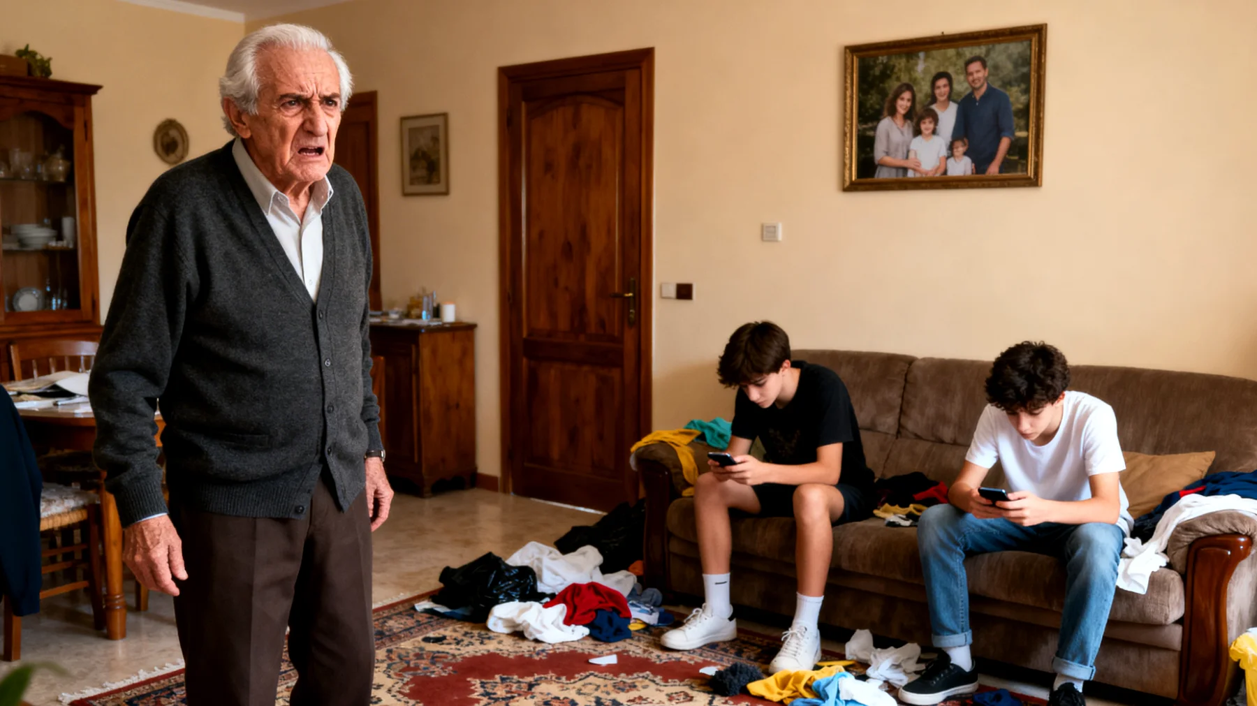 Il nonno fatica a coinvolgere i nipoti adolescenti nelle attività quotidiane e domestiche, trovandosi spesso a dover insistere o fare tutto da solo perché i ragazzi mostrano disinteresse e poca collaborazione"